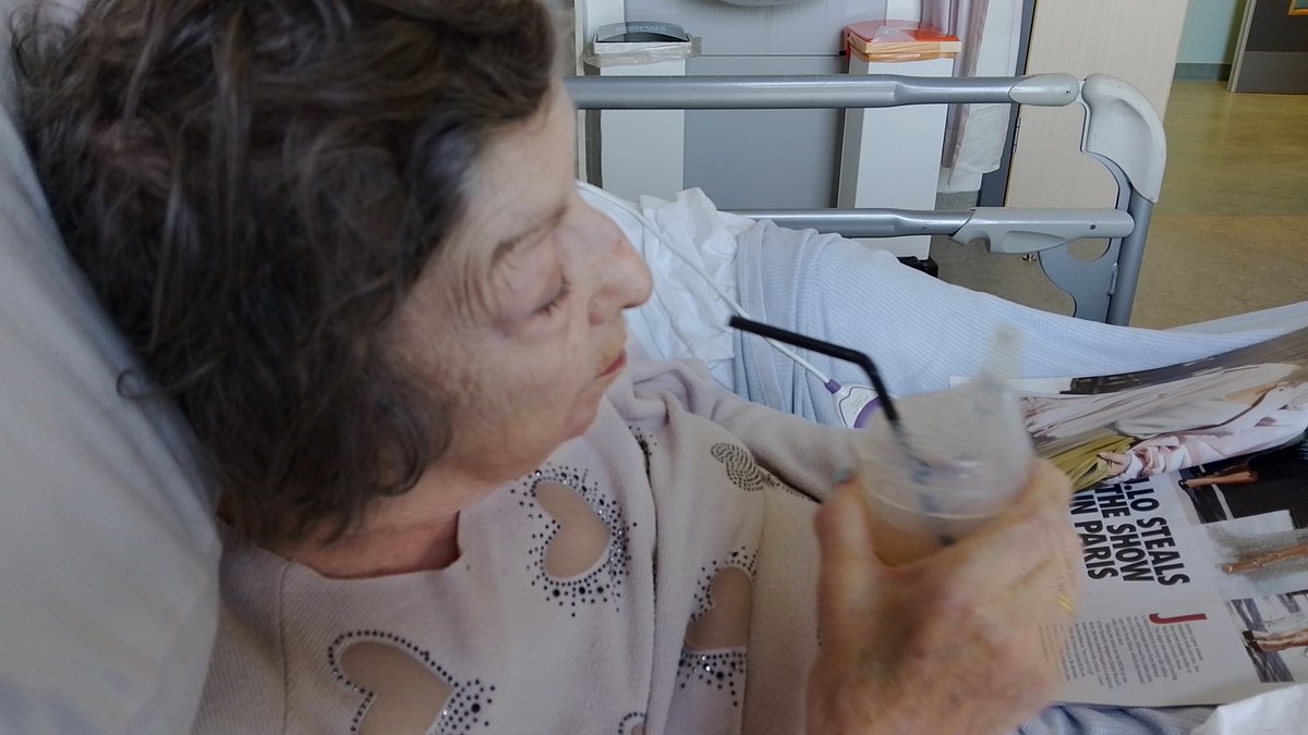 DavidDhenry's tweet photo. I visited my mum again in hospital. She's looking better. 12 day's ago I had a call from a GP that was dealing with my mum in the Care Home who told me it was "end of life" and I should take her home to die.

Lack of food and liquids for what appears to be 2 weeks and heavily medicated. I've been at the hospital almost everyday to feed her dinner. She's looking better and today for the first time she was able to hold the drinking bottle with her favourite Peppermint and Liquorice tea.

I will deal with the Care Home and the GP but just now I'm just grateful she's getting better. I'm not ashamed to say I love my mum.