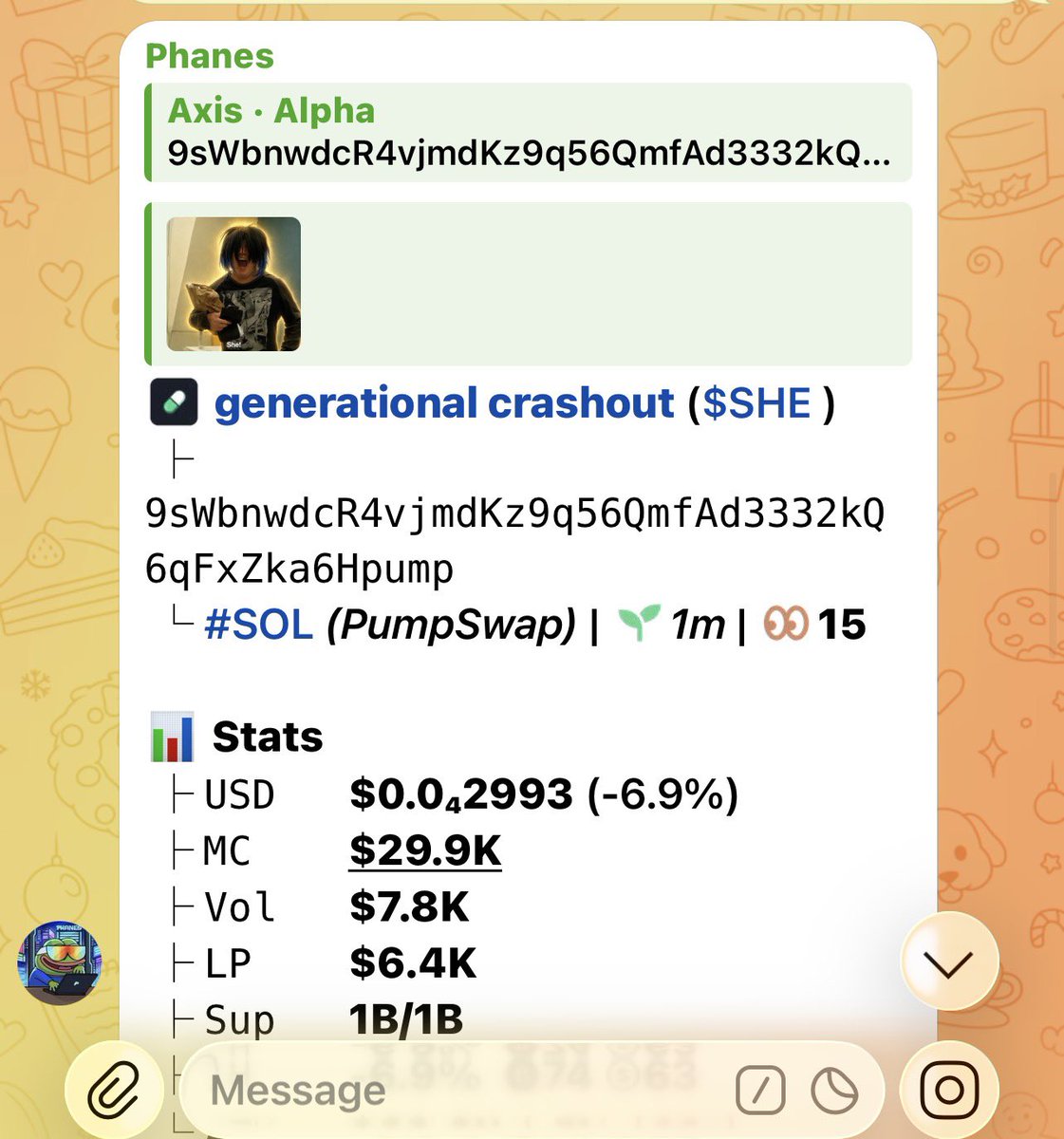 AxisAlpha_'s tweet photo. $SHE  | #sol
💵 insiders are already UP🚀
📝 CA: 

9sWbnwdcR4vjmdKz9q56QmfAd3332kQ6qFxZka6Hpump

#solana #memecoin #crypto #TOKEN https://t.co/0QHBJXFlT3