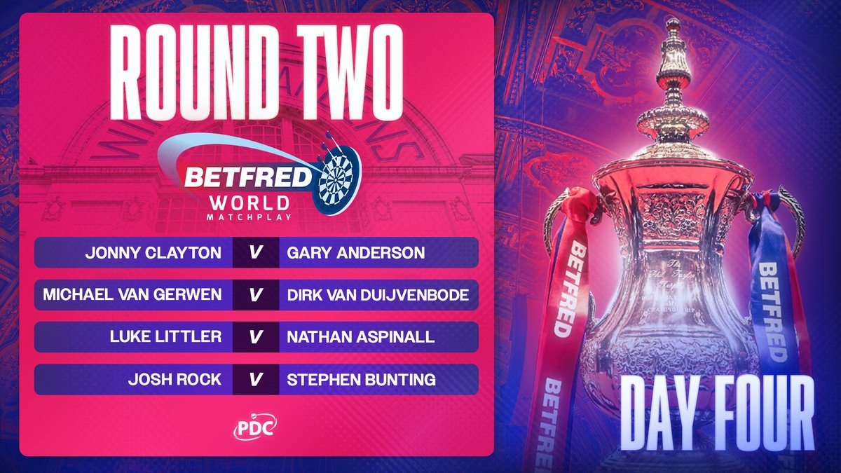 OfficialPDC's tweet photo. Talk about a blockbuster evening… 😮‍💨

Some unbelievable round two ties tonight in Blackpool! 🔥

📺 https://t.co/xXnQhVpsF6
#MatchplayDarts https://t.co/vUm8sZnnES