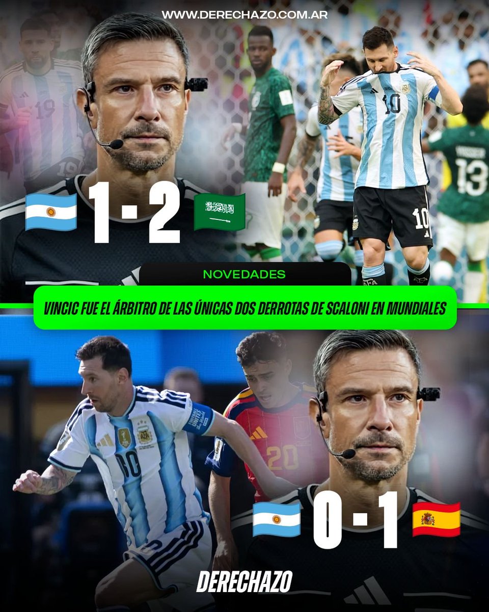 derechazoar's tweet photo. 🇸🇮🇦🇷🚨 INVESTIGUEN: Los únicos dos partidos que perdió Scaloni en Mundiales fue con Vinčić de árbitro. https://t.co/XUfJC4E1wS