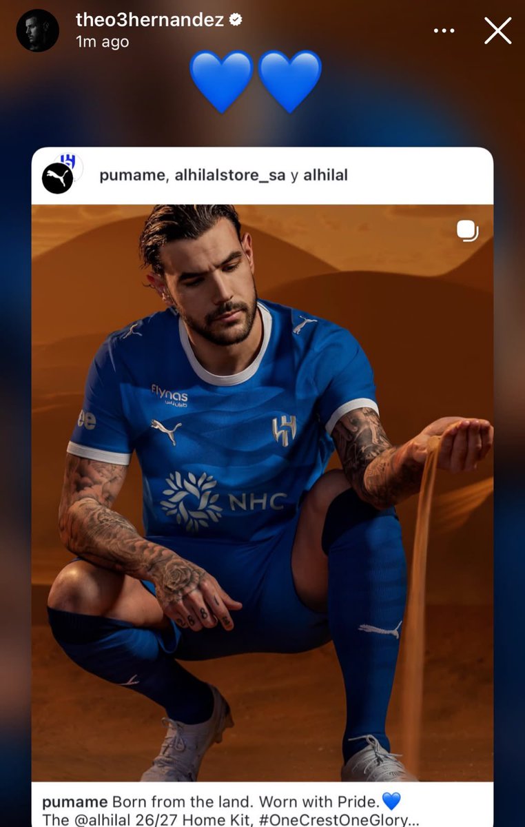hilalstuff's tweet photo. 📸 — ثيو هيرنانديز عبر الإنستغرام 💙💙 https://t.co/YjrL1sFmgh