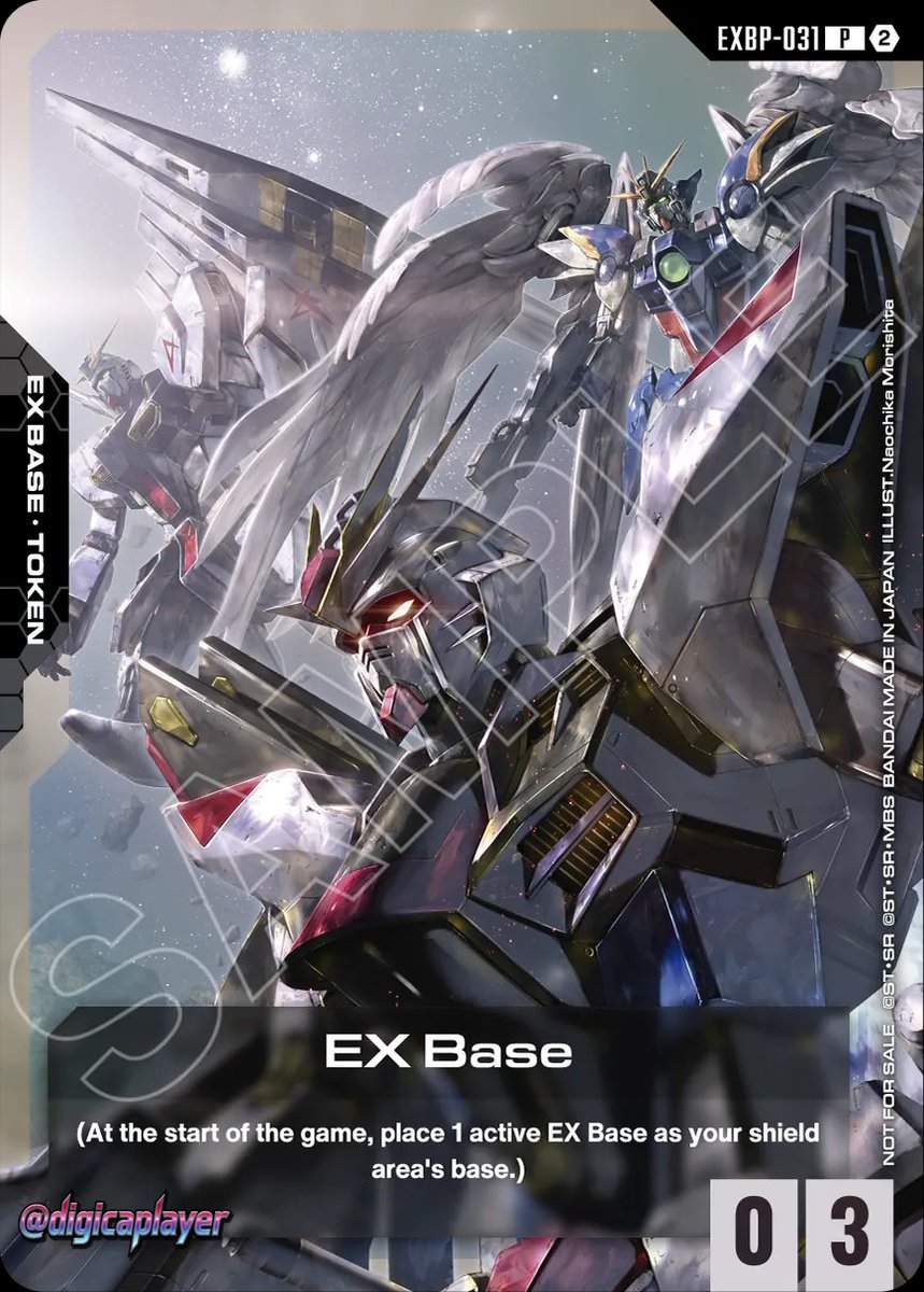 digicaplayer's tweet photo. EXBP-031 EX Base EXベース
νガンダム/ウイングガンダムゼロEW/ストライクフリーダムガンダム (森下直親)
ν Gundam / Wing Gundam Zero EW / Strike Freedom Gundam (Naohisa Morishita)
#ガンダムカードゲーム #GundamCardGame #ガンダムカード #GCG https://t.co/HA7siRnkkZ