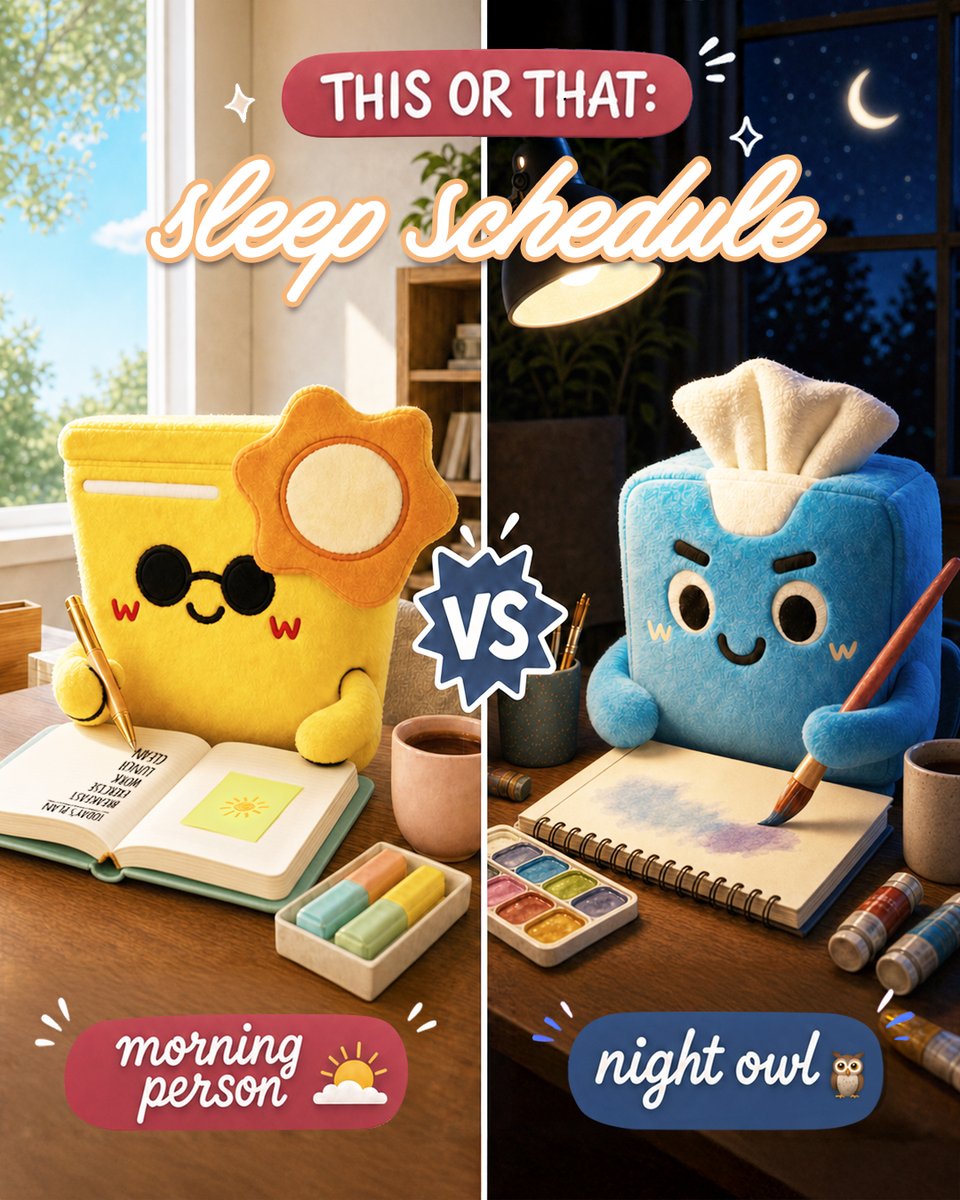 WatsonsSG's tweet photo. Sleep Schedule: Morning Person vs Night Owl 🌞🦉 Early bird or night owl... there's no in-between. 😆

🌞 Morning Person
Lights out by 10PM. Up before the alarm.

🦉 Night Owl
"Just one more episode..." and suddenly it's 1AM.

Which team are you? Tell us below! 👇 https://t.co/drVUdElgQL