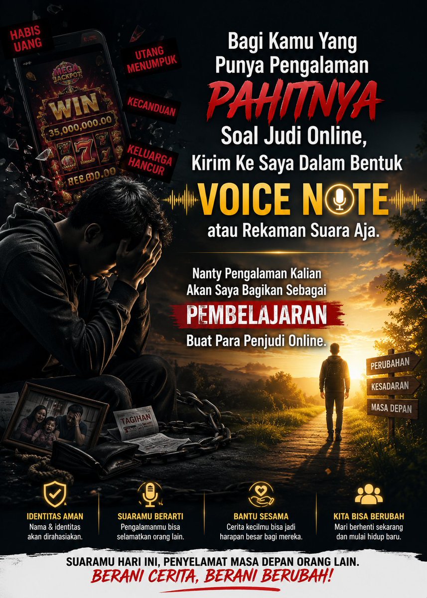 Enda_1310's tweet photo. Yuk Berbagi Pengalaman Bahaya Atau Dampak Judi Online. Melalui Voice atau Rekaman Suara. Kalau Berani Tampilkan Wajah Dividio Lebih Bagus juga. 

#Stopjudol #stopjudionline https://t.co/C9aqDbeApg