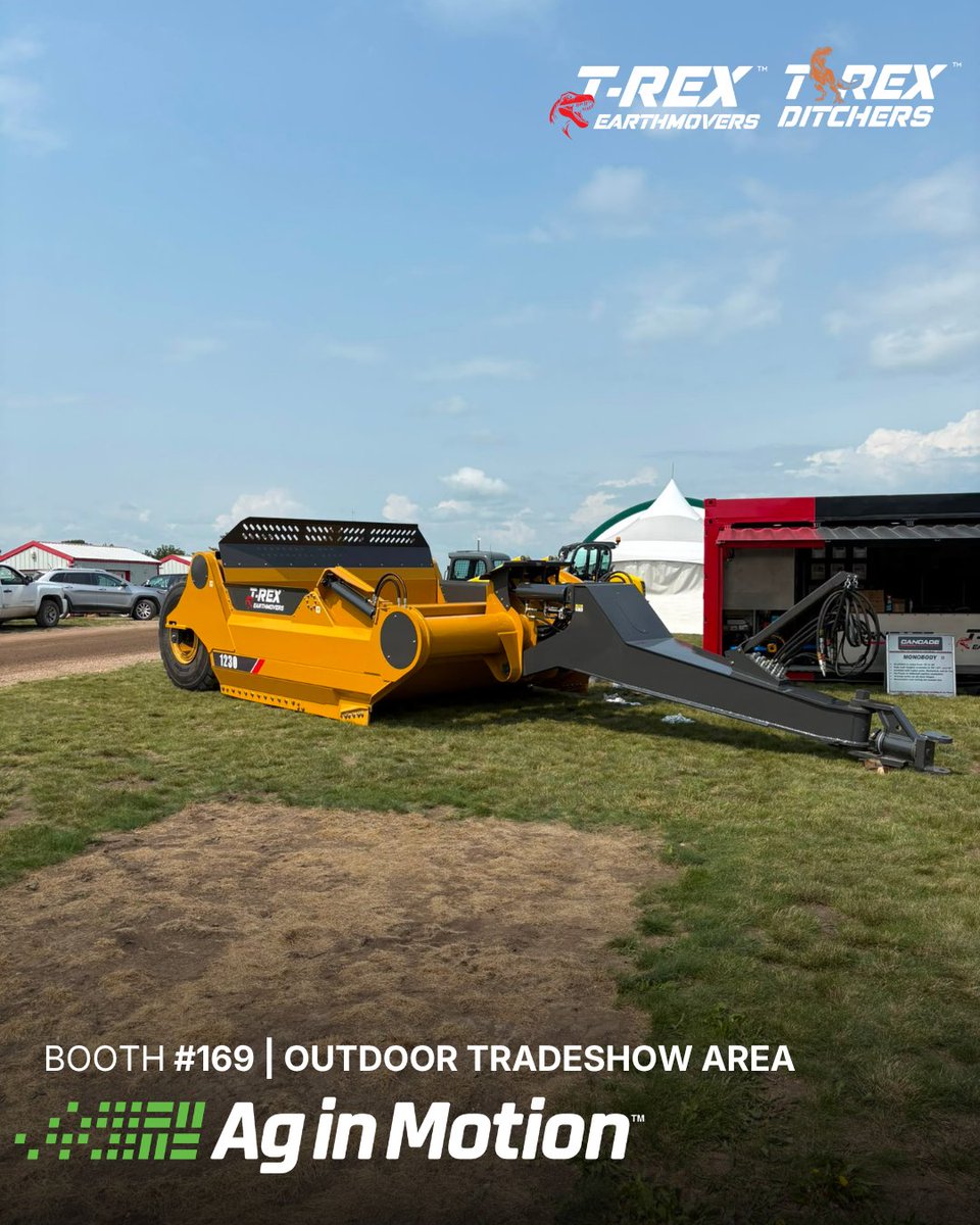 TRexEarthmovers's tweet photo. We're all set up here at Ag in Motion 2026!
Stop by booth #169 and see the 1230 Scraper up close. Photos don’t quite capture the size of this beast. 💪🏼

📍 Booth #169

@AginMotion 
#AIM26

@TRexDitchers 
@CancadeLtd https://t.co/HozAjHJbj2