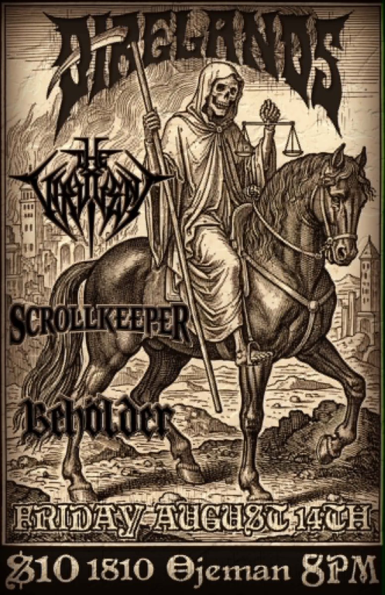 ScrollKeeperTX's tweet photo. #1810Ojeman Friday, August 14th show with #direlands #virulent #beholder #livemusic #houstontx https://t.co/UFQgrZkOlC