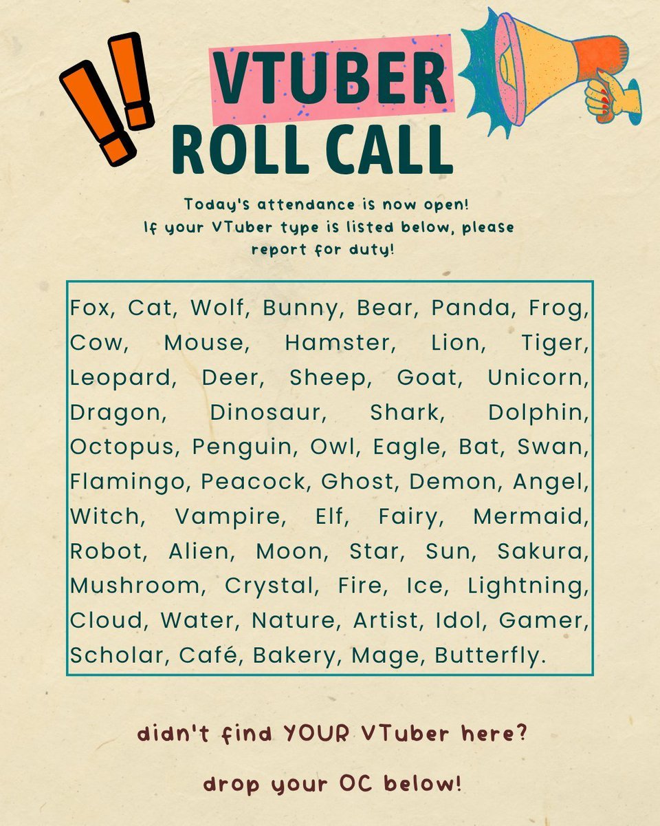 itsStacyyTimes's tweet photo. if your VTuber type is here...  report for duty! 🫡 didn't find yours? drop your OC below!  c'mon... lemme adore your little babies :

   #VTuberif https://t.co/FiruD3xuNz