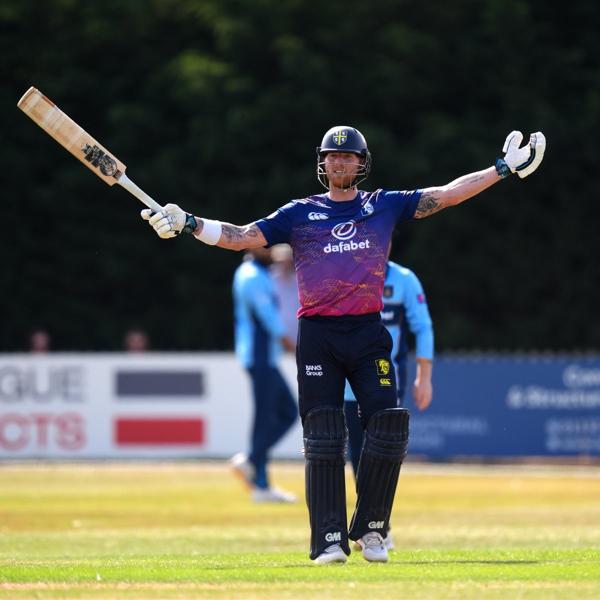cricinfo's tweet photo. CENTURY FOR BEN STOKES!

In his first innings since his England retirement and his first 50-over match since 2023, Stokes brings up three figures for Durham against Derbyshire in the One-Day Cup 💪 https://t.co/7bYzJ0meX4