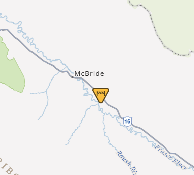 DriveBC's tweet photo. 🦺#BCHwy16 - traffic control and possible delays will greet you at Holmes River Bridge as maintenance is underway until approximately 4:30pm.
#McBrideBC 
ℹ️https://t.co/nLLFRttj7z https://t.co/zFI2EUf8G3