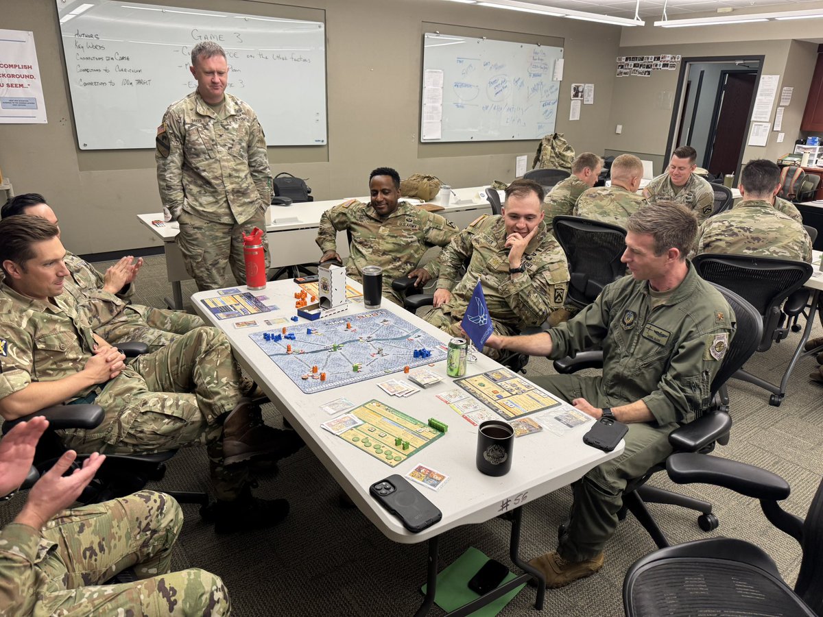 smarkg52's tweet photo. Exercise 1 day three! SAMS teams doing some pregame planning for @LederGames Root @USACGSC #wargaming &amp; #simulations enable us to make decisions and learn from our mistakes in dynamic asymmetrical environment! #PDLikeYouPD https://t.co/kye8uX0ux0