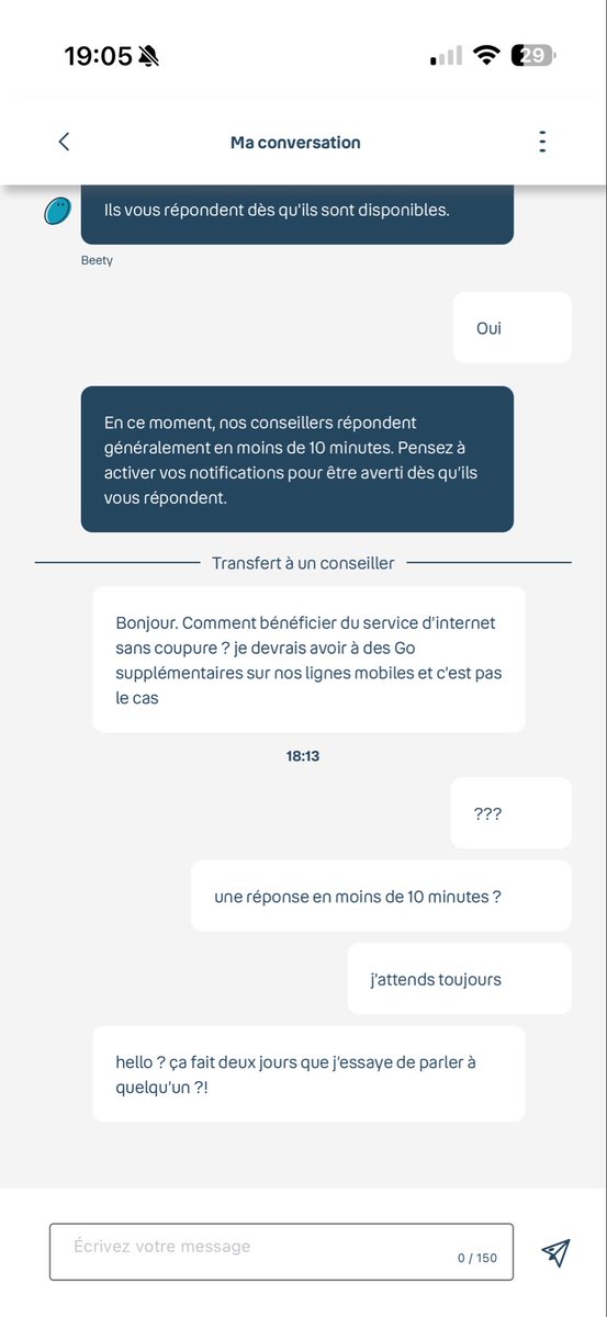 davidouille86's tweet photo. @bouyguestelecom C’est votre réponse ? Je viens de vous dire que ça fait deux jours que personne ne répond https://t.co/NZrTlHuFsj