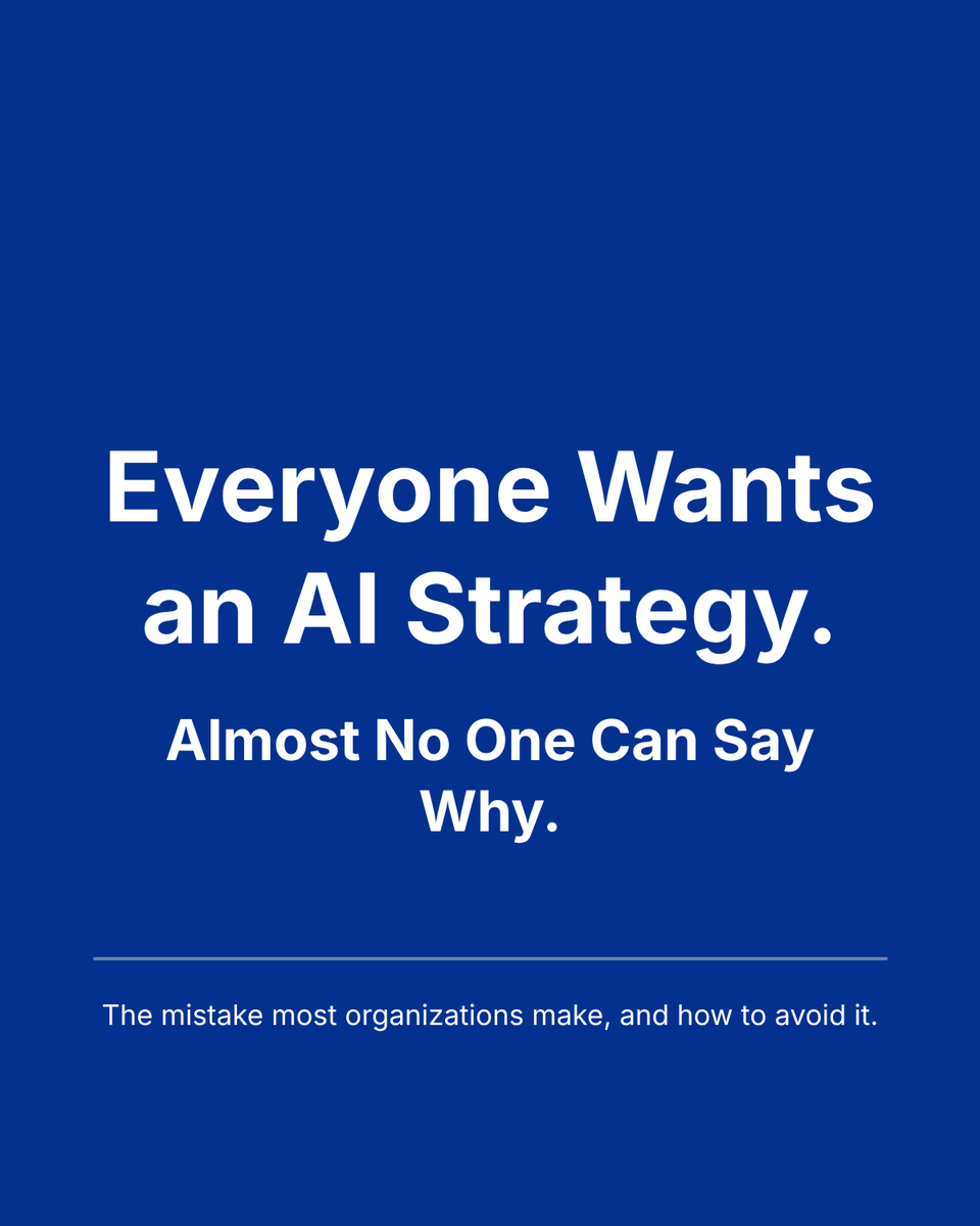 prshnthvellanki's tweet photo. Everyone Wants an AI Strategy. Almost No One Can Say Why.

Every week, we talk to founders and CXOs who want an "AI strategy." Most can't tell us which process it's supposed to fix.

#AIStrategy https://t.co/6PkBvrXfKu