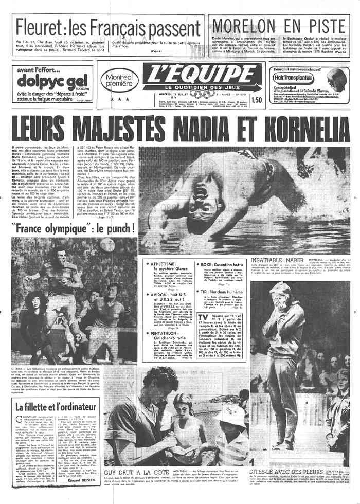 Count_NK's tweet photo. y a 50 ans....
#LEquipe du mercredi 21 juillet 76 🗞️
Le quotidien des🥇#JO76 🦫 #Montreal76 🇨🇦 https://t.co/mauyBGldCn