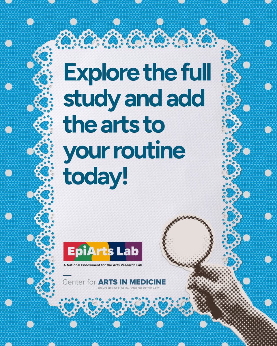 UFCAM's tweet photo. A @uflorida news article highlights research from the EpiArts Lab found that only 1 in 20 Americans participate in an arts or cultural activity on a given day, even as research continues to demonstrate the health benefits of creative engagement. @UCL_SBB
https://t.co/px0pzhPlnl https://t.co/Cx4fbsvbwb