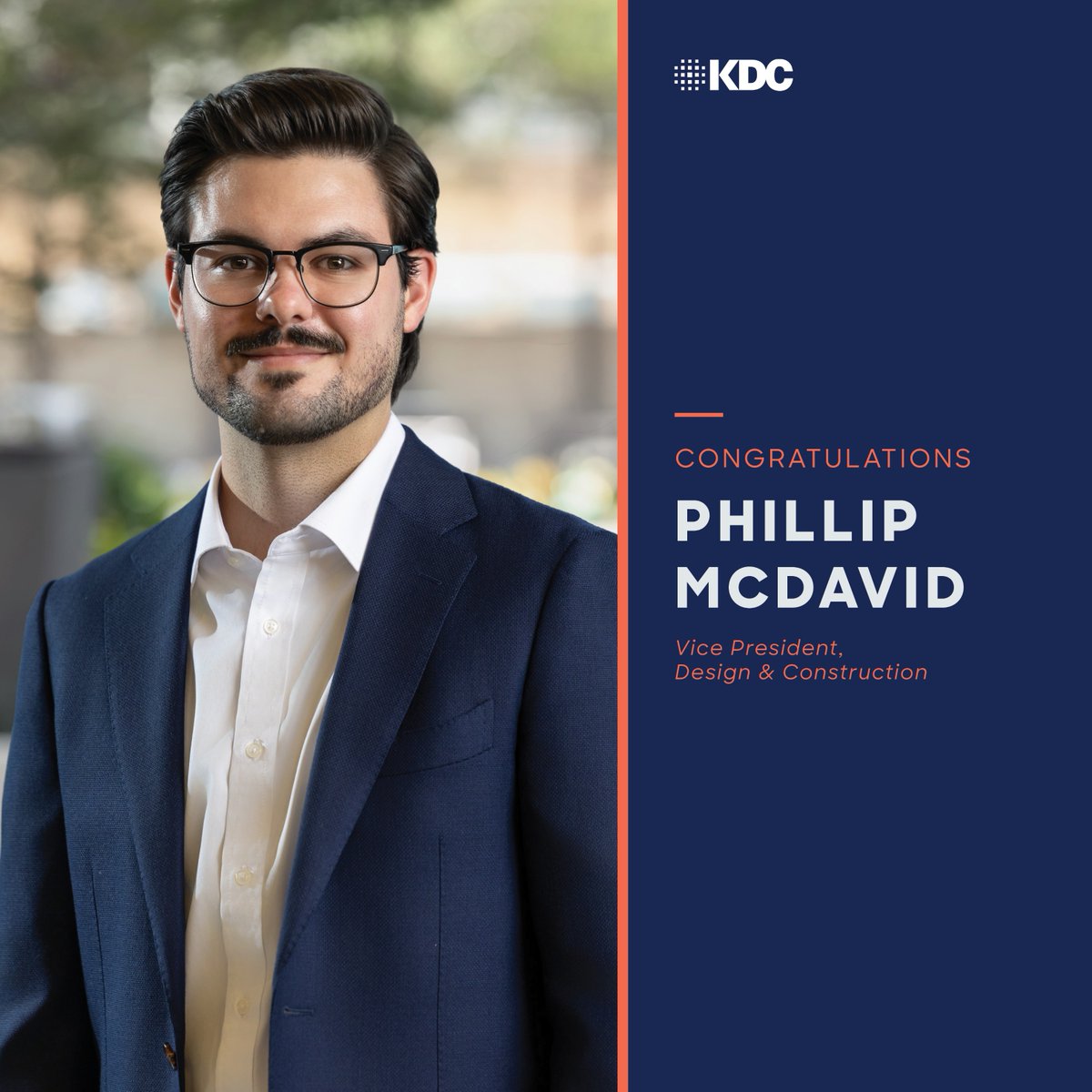 KDC_Development's tweet photo. Please join us in congratulating Jeremy Hunt and Phillip McDavid on their promotions to Vice President, Design &amp; Construction.

Their leadership continues to strengthen the KDC team. Congratulations on this well deserved achievement!

Read more: https://t.co/2cLJQNL62H

#KDCTeam https://t.co/rwIZZuaaYW