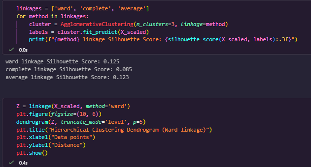 BhomiRija64986's tweet photo. Day 51 #60DaysOfLearning2026
Explored clustering on Diabetes dataset today. Compared Agglomerative Clustering, simulated Divisive Clustering, and DBSCAN, using metrics like Silhouette Score, Davies-Bouldin, and Calinski-Harabasz
#LSPPDay51 #LearningWithLeapfrog @lftechnology https://t.co/VoaNzI5xom