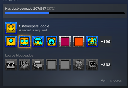 ArmagedonMGB's tweet photo. Menos mal que no me puse en serio con lo de recibir 100 likes en un nivel creado por mí para el 100% del Geometry Dash, porque me lo habrían quitado igual. 
De 120 logros a 547. Qué horror. https://t.co/okybkMYCP3