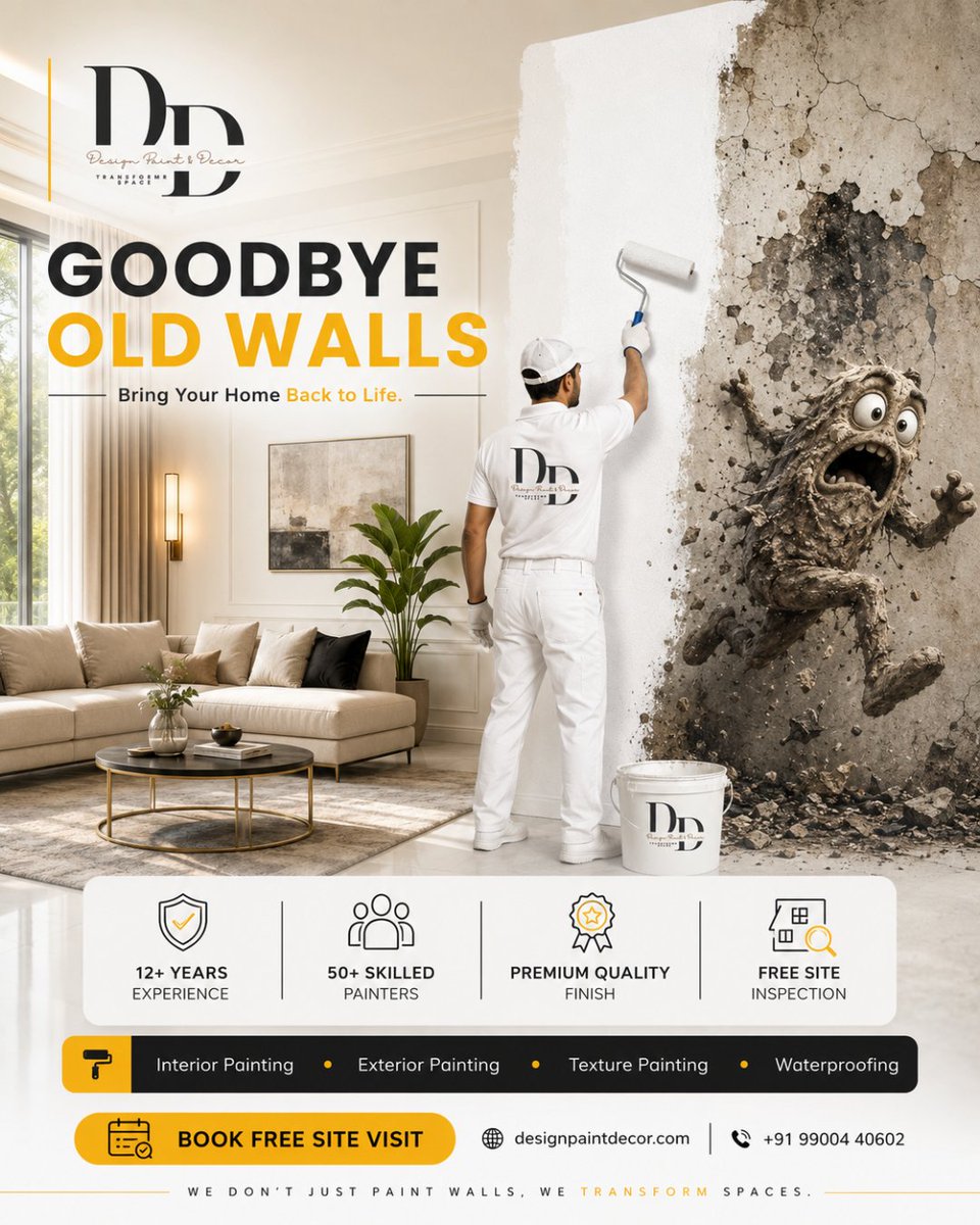 Designpaintdecr's tweet photo. Your home takes care of you every day.
Maybe it's time to return the favor.
Give your walls the care they deserve with premium painting solutions designed to last.

Because every fresh beginning starts with a fresh wall.

📞 Book a Free Site Visit
🌐 https://t.co/bFgggwDHsx https://t.co/BQUE3cxmdT
