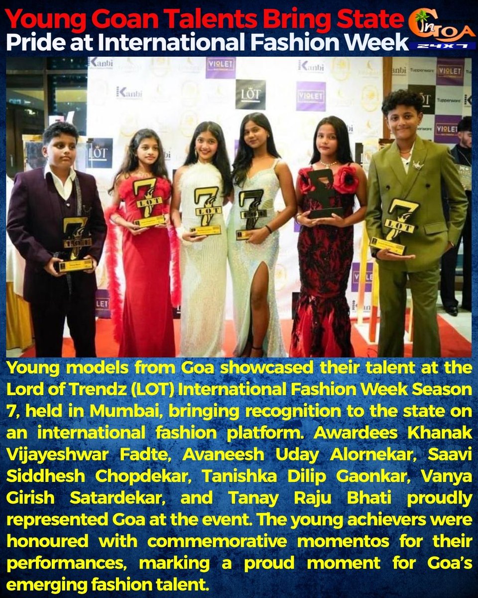 InGoa24x7's tweet photo. Goa's Young Models Shine in Mumbai
#InGoaNews #InGoa #Goa #GoaNews #InternationalFashionWeek #LordOfTrendz #YoungModels #GoaTalent #Mumbai #Fashion #GoaUpdates #ProudGoan https://t.co/XspPRtiElV