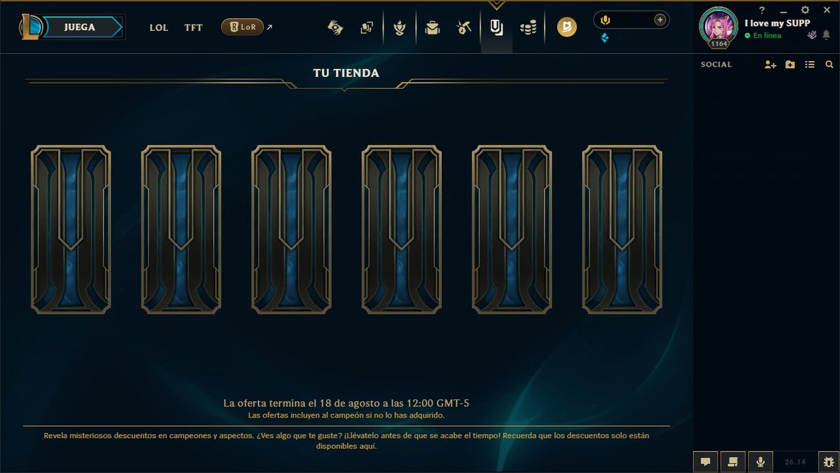 ilovemysupp's tweet photo. Tu Tienda ya se encuentra disponible en el cliente hasta el 18 de agosto de 2026.

#LeagueOfLegends https://t.co/CU8uK6ZTpn