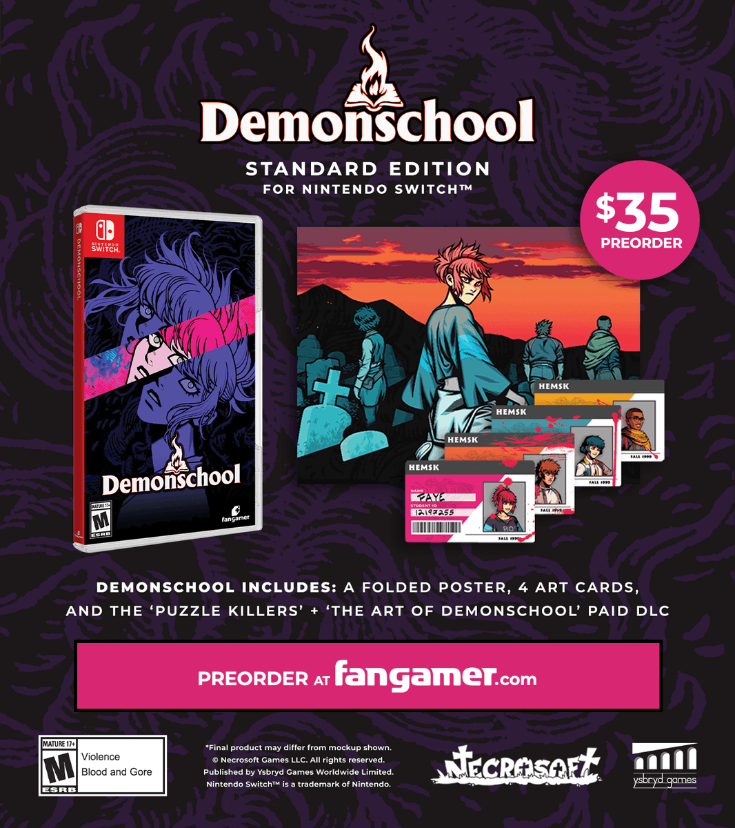 Fangamer's tweet photo. Demonschool physical editions are coming to Nintendo Switch! 

Preorders are open now: https://t.co/7XC6aBgeks https://t.co/9ps5udsYL2