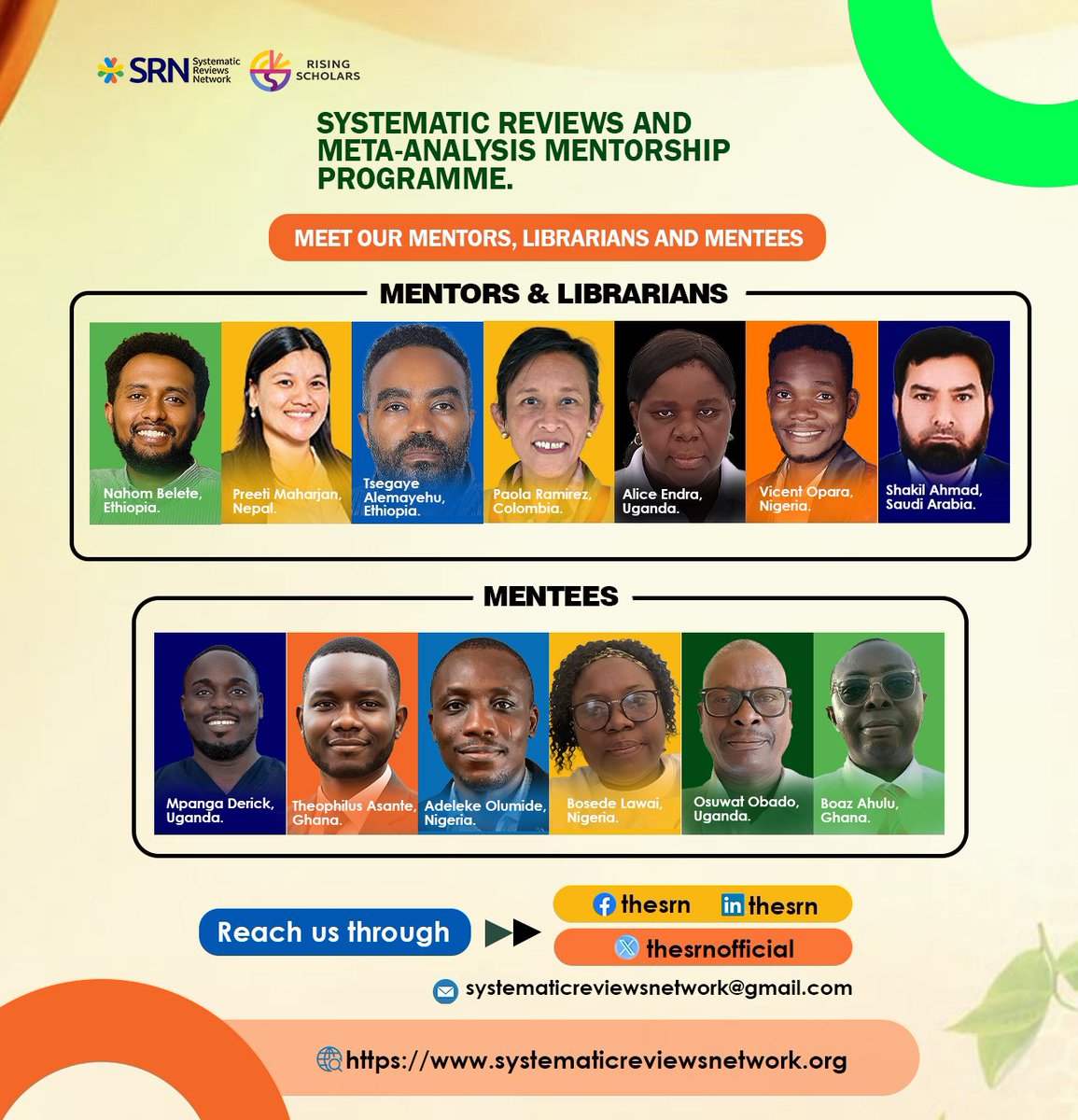 thesrnofficial's tweet photo. Our Systematic Reviews &amp; Meta-Analysis Mentorship Programme is well underway!

Mentors, librarians, and mentees are collaborating across countries to build practical evidence synthesis skills.

We're excited to see the high-quality research this cohort will produce.

#SRN https://t.co/p4ovxr98ao