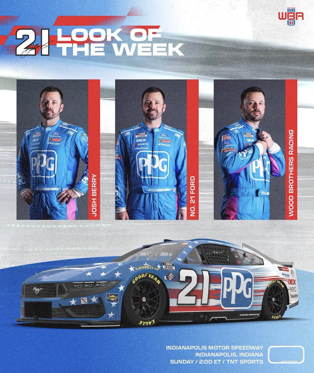 21_WoodBrothers's tweet photo. Patriotic PPG Scheme for Josh Berry this week! https://t.co/DrLkUgovHF