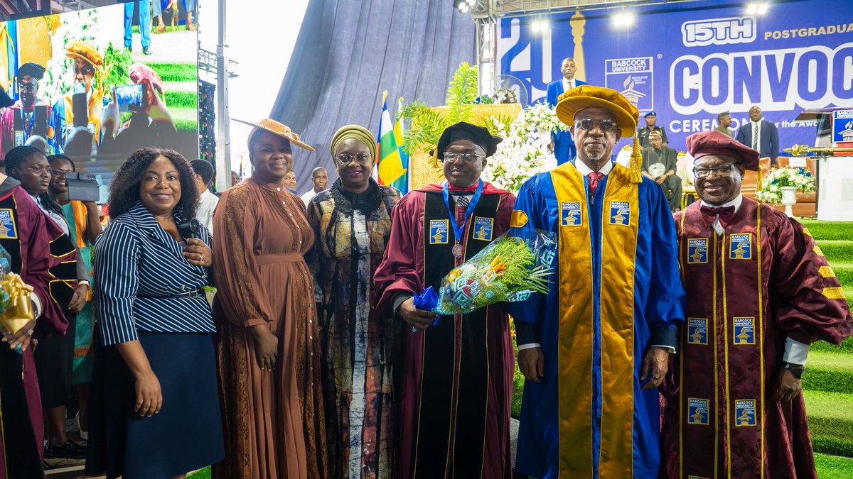 sfojoemmanuela's tweet photo. Abiodun Charges Graduates to Solve Nigeria’s Challenges, Bags Babcock Good Governance Award, Rewards Best Students

…Says Education Must Produce Solution Providers, Not Just Degree Holders

Ogun State Governor, Prince @DapoAbiodunCON, has challenged Nigerian graduates to deploy the knowledge and skills acquired through their academic pursuits to develop practical solutions to the numerous challenges confronting the country, urging them to combine innovation with integrity as they prepare to shape the nation’s future.

The governor gave the charge on Tuesday while delivering the convocation lecture at the Postgraduate Convocation Ceremony of Babcock University, Ilisan-Remo, in Ikenne Local Government Area of Ogun State, where he was also honoured with the university’s Award of Good Governance and announced cash rewards for the institution’s best graduating students.

Speaking on the theme, “Breaking New Grounds,” Governor Abiodun said universities are not merely centres for acquiring knowledge but institutions that prepare individuals to apply learning for the advancement of humanity.

He described the graduands as some of the brightest minds of their generation whose scholarship, innovation, leadership, and character would shape the future of Nigeria, Africa, and the wider world.

“Universities occupy a unique place in human civilisation. They do far more than transmit information; they sharpen minds, refine convictions, mould character, and prepare citizens capable of advancing society,” he said.

Governor Abiodun commended Babcock University for consistently demonstrating that education achieves its highest purpose when intellectual excellence is complemented by moral responsibility, stressing that competence without character could become dangerous.

According to him, the true measure of education lies not in what graduates know, but in how they apply that knowledge for the benefit of humanity.

The governor highlighted his administration’s commitment to transforming education in Ogun State, noting that the sector has witnessed unprecedented reforms through the Ogun REHAB Initiative, which has led to the renovation of public schools and improved learning environments across the state.

He added that more than 6,000 teachers have been recruited under the OgunTeach Programme to strengthen teaching and learning in public schools.

According to him, the reforms underscore his administration’s belief that education is not merely a social service but the most strategic investment in the future of the people.

“By combining infrastructure renewal with digital innovation, data-driven planning, teacher empowerment, and strategic partnerships with institutions like Babcock University, we are building an educational ecosystem where knowledge inspires innovation, research drives enterprise, and planning produces globally competitive graduates equipped to lead in a knowledge-based economy,” he said.

Governor Abiodun urged the graduates to embrace innovation without compromising integrity, noting that the future belongs to those who combine technological excellence with ethical leadership.

Describing the convocation as not merely the end of an academic journey but the beginning of a lifelong responsibility, the governor reminded the graduates that while degrees confer honour, character and service ultimately define the value of education.

He reaffirmed that education remains the cornerstone of his administration’s vision for sustainable development, assuring that the state government would continue to invest heavily in the sector because the prosperity of tomorrow depends on the quality of education provided today.

Congratulating the graduating students and the management of Babcock University, Governor Abiodun commended the institution for sustaining its reputation as one of Africa’s foremost faith-based universities, where academic excellence is combined with character development.