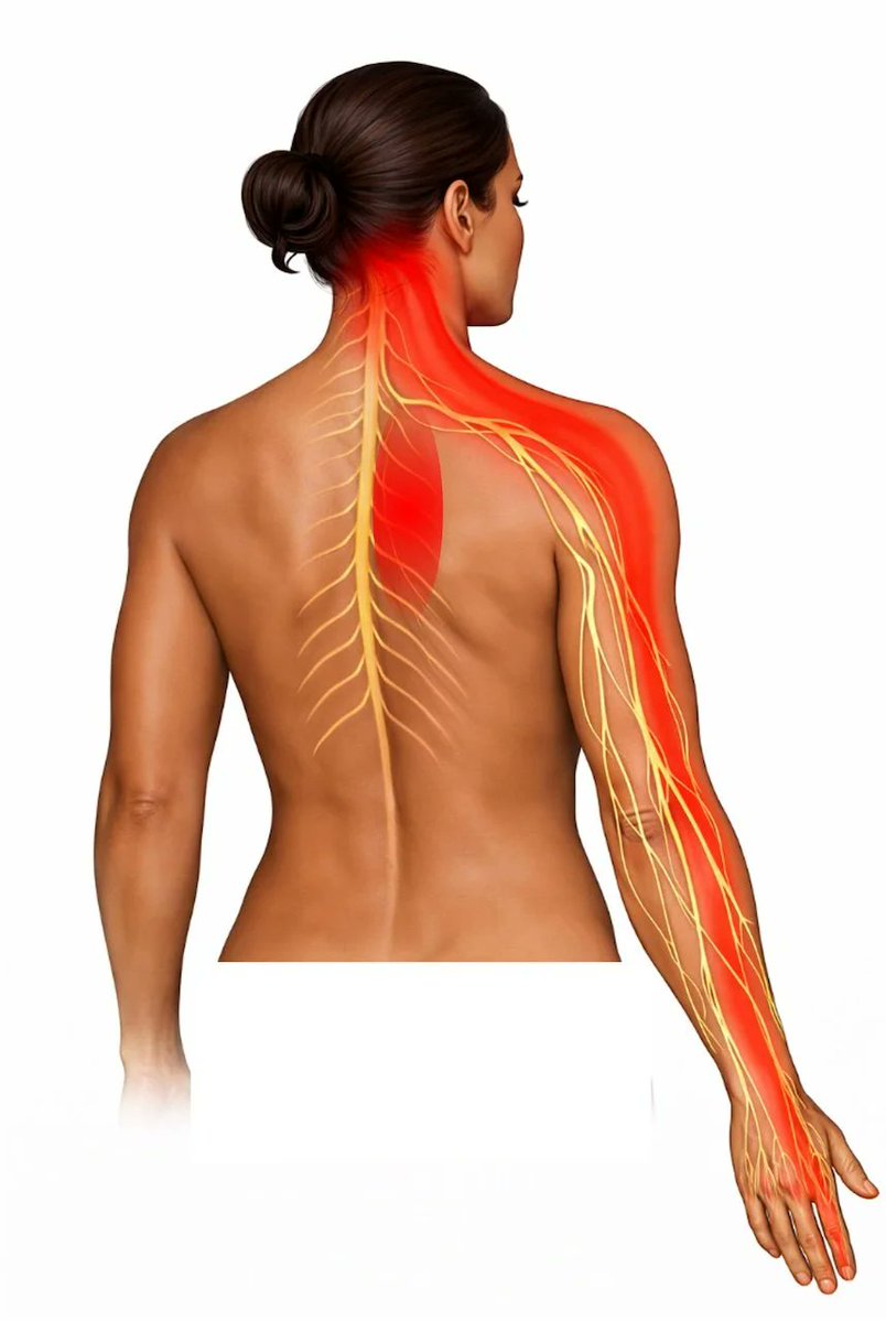 BettrHealthSol1's tweet photo. Sharp, burning, electric or shooting sensations that follow a specific path way the arm, sometimes reaching the fingers. This happens when a nerve root in your neck is compressed or inflamed by a herniated disc. Chiropractic treatment can help relief the pain. #neckpain #headeche https://t.co/ge9o9xL3N6