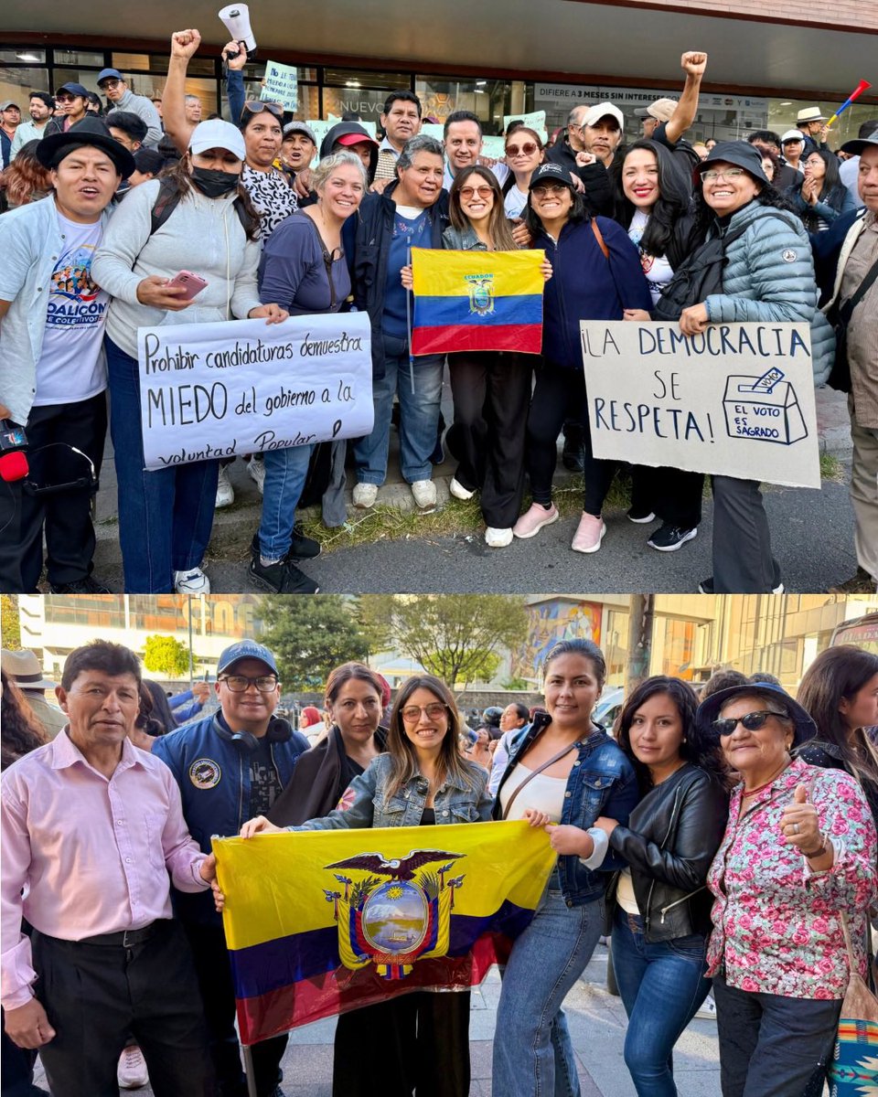 JahirenNoriega's tweet photo. La democracia se defiende en las calles, en las urnas y con la gente. 🇪🇨❤️

Ayer no fuimos a defender un movimiento político. Fuimos a defender algo mucho más grande: el derecho de las y los ecuatorianos a elegir libremente.

Gracias a cada persona que salió con su bandera, con su voz y con la convicción de que la democracia no se negocia. Verlos ahí, firmes, nos recuerda que ningún intento por silenciar a quienes piensan distinto podrá apagar la voluntad de un pueblo.

Mientras existan ecuatorianas y ecuatorianos dispuestos a levantar la voz, siempre habrá esperanza y una razón para luchar. ✊🏽

¡Gracias siempre por tanto cariño y por no rendirse!