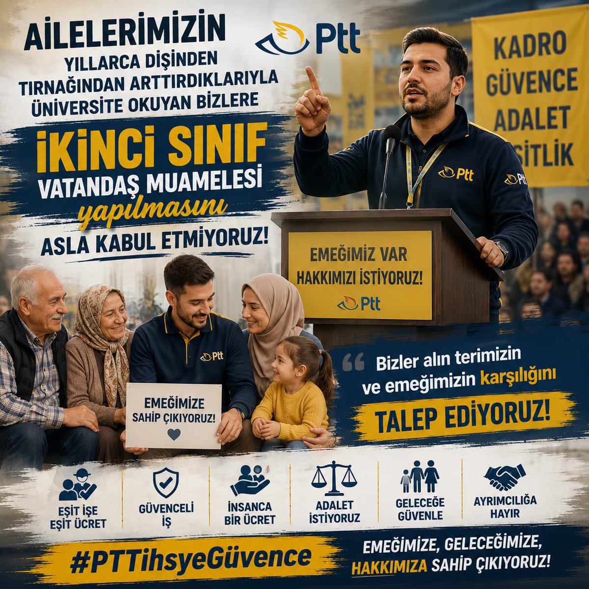 Mslm9396's tweet photo. Ptt'de;
İdari Hizmet Sözleşmeli personel
📍Kamu personelidir
📍KPSS ile atanmıştır
📍375 sayılı khk ek 27md  göre İdari Hizmet Sözleşmelidir.
📍Memur sendikalarına üye olur.
📍Memurların toplu sözleşme hükümlerine tabidir. 
#PTTihsKamupersonelidir https://t.co/CusHdlLyEX
