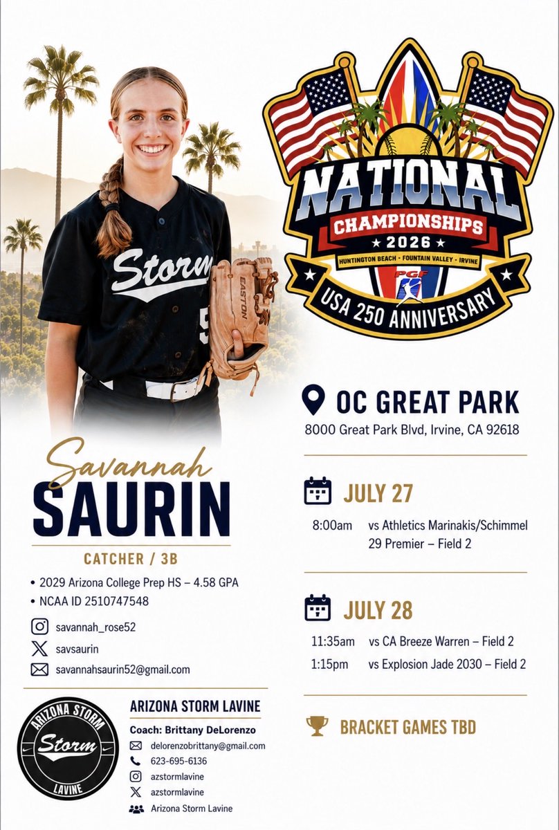savsaurin's tweet photo. Heading to Cali next week for PFG Nationals. Preparing to finish the summer strong!
#StrongTogether #2029catcher
@AZStormFastptch @C_magee_01 @ConnectSports_ @CUSDAthletics @SoftballAcp @ACPAthletics @SoftbalAmerica @fastpitchwatch @D1ProScouts @CoastRecruitsSB @PrepSoftball @samfischer52 @dalpal12 @JessicaAllister @BKilpatrick22 @CoachMattaUCR @coachcbartlett @saragroe @CoachVUCONN @CoachMacUCONN @DukeCoachYoung @oliviaadyan @CrystalRosenth1 @hailey_decker_ @katedrohan @CarylDrohan @Oh_tooly3 @CoachTarr @Coach_JBloomer @coachgnickel @CoachKrysiak @ggotgame45 @2Ganeff @CoachDeOliveira @livforshey @mandygardner24 @KarleeJohns0n @tagupSoftball @azstormlavine @VictoriaHayward