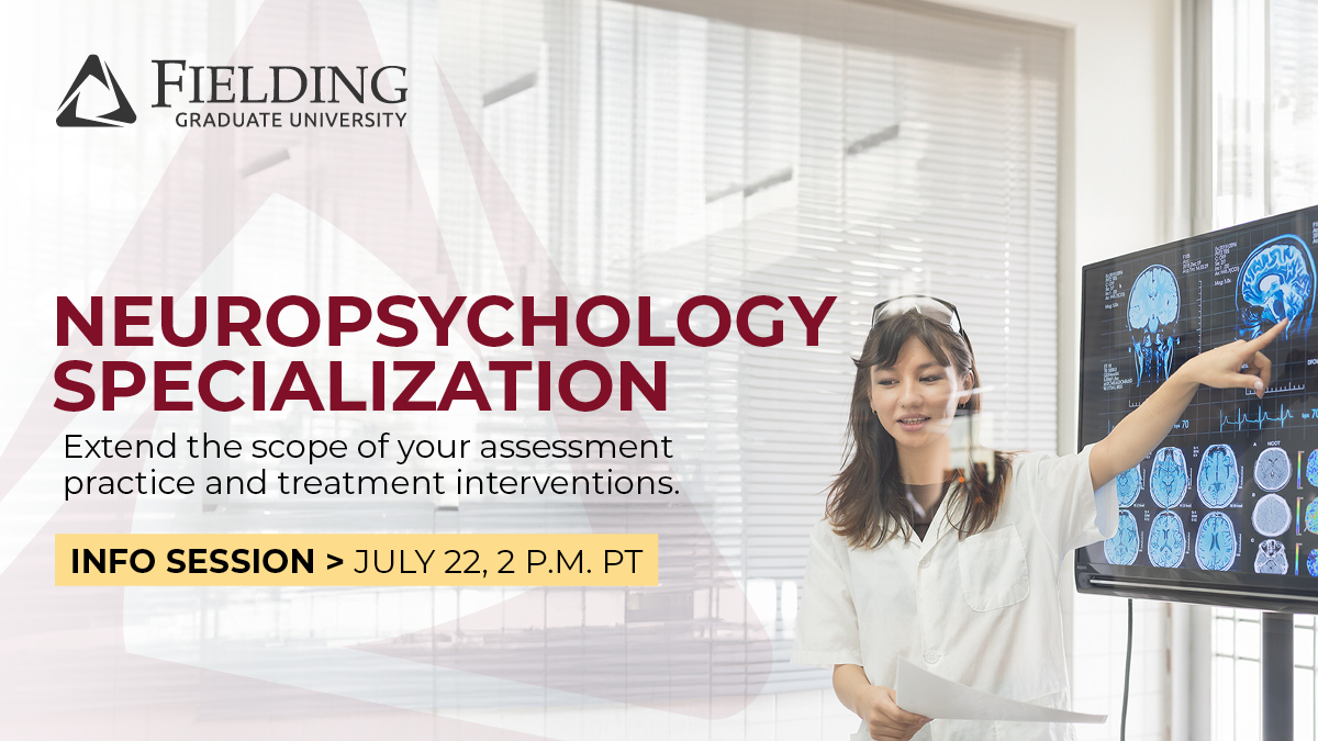 FieldingGradU's tweet photo. The online Neuropsychology Specialization Training Program, taught by neuropsychologist Elkhonon Goldberg, PhD, is designed for doctoral level licensed psychologists who want to extend the scope of their practice. Learn more at the July 22 info session: https://t.co/BrnQ5QvzNZ https://t.co/GP6X8RcFNa