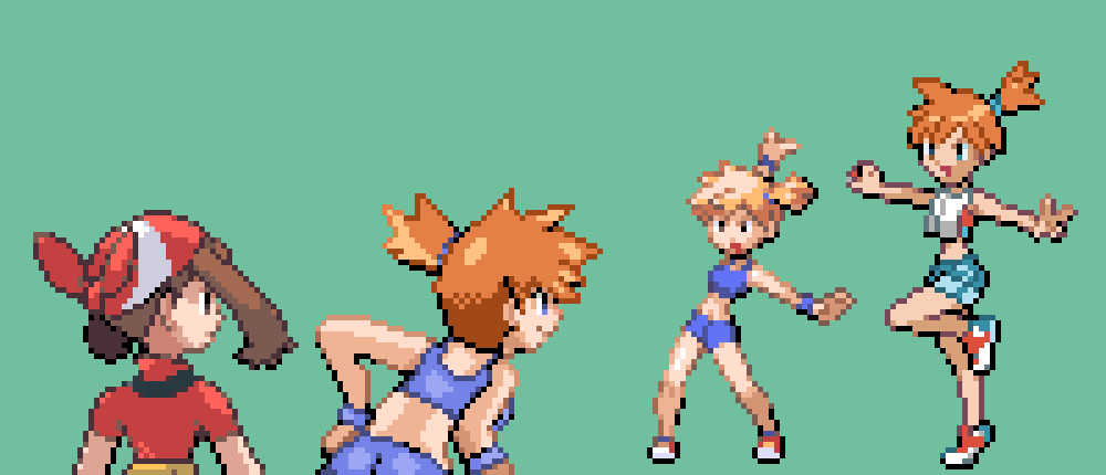 Ramen__Pixel's tweet photo. As part of that commission project I'm working on to draw back sprites for tons of gen 1-3 Pokémon trainers, it's now Misty's turn!

I've drawn her combining her classic swimsuit with the orange hair from later appearances in the franchise. Animation soon! #pixelart #pokemon 🌊 https://t.co/bmzHyRliB5