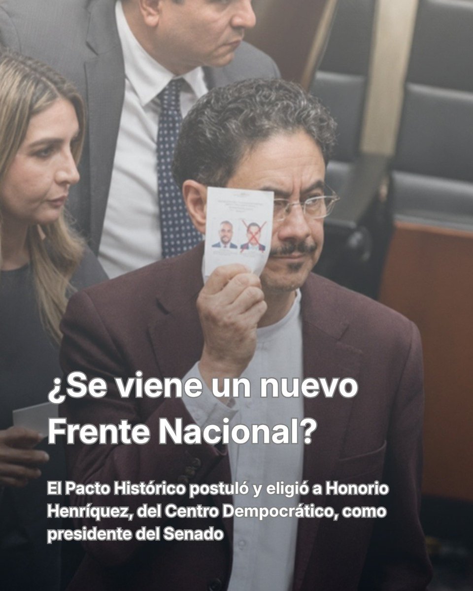 JDRojas_A's tweet photo. ¿Se viene un nuevo Frente Nacional?

1. El @PactoCol postuló y eligió a Honorio Henríquez del @CeDemocratico –partido de gobierno– cómo presidente del Senado. 
2. @ABDELAESPRIELLA postuló por los "NUNCA" a Alfredo Deluque, del @partidodelaucol 

¡No vale la pena pelear por ellos! https://t.co/4oI4YhK1DY