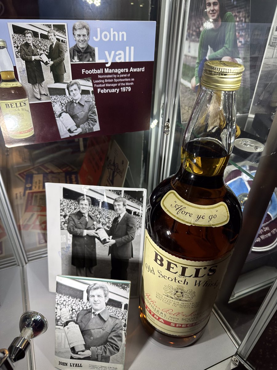 BygonesTorquay's tweet photo. When manager of the month was worth winning 🥃🥃🥃 . One of our latest additions John Lyall  . #WestHam #JohnLyall #Bells . Come and view our ever increasing #Irons exhibition #BygonesTorquay https://t.co/q2SSw4XpKS