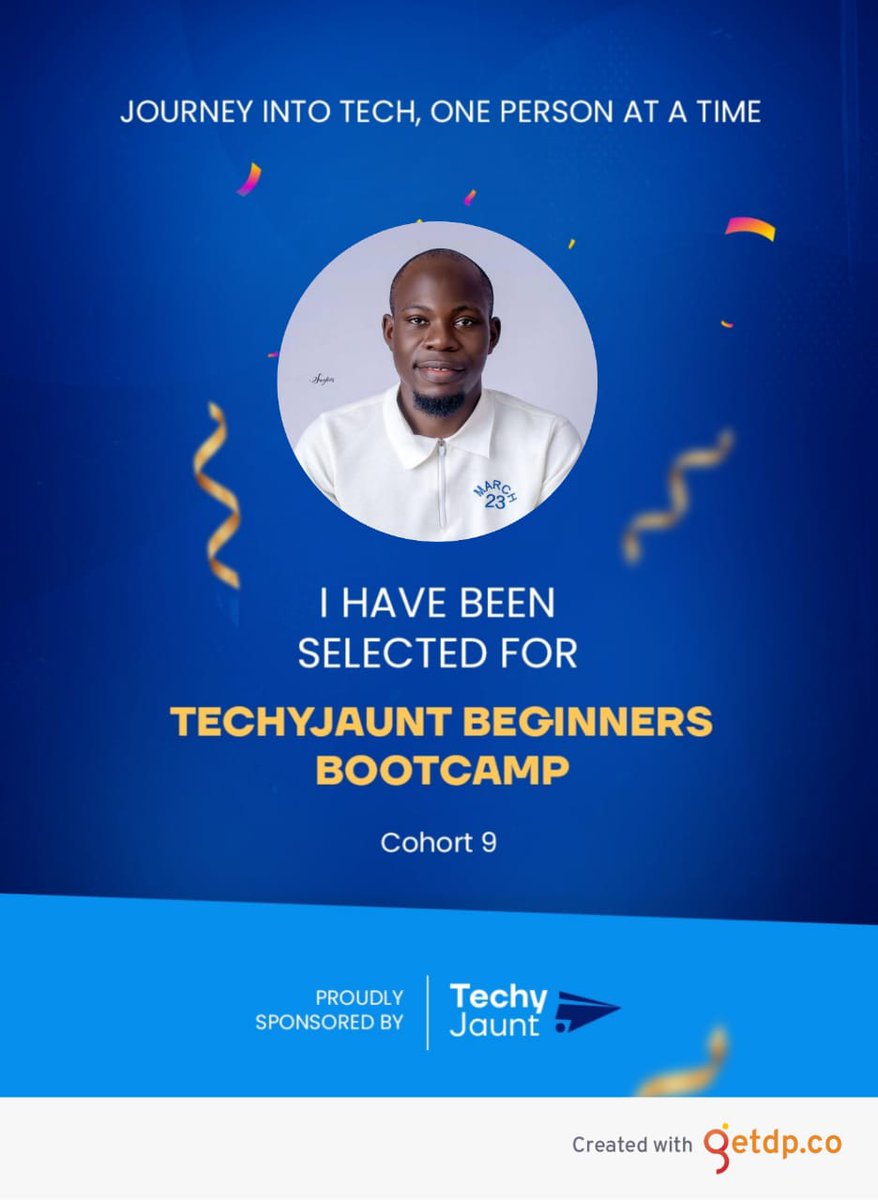 Senator_Oladeji's tweet photo. Officially a TechyJaunt Beginners Bootcamp Cohort 9 Scholar! 🚀

Excited to begin this journey, learn new skills, and grow in tech.
Let's build! 💻

#techyjaunttechscholarshipcohort9 #techyjaunt #techyjauntscholar #TechJourney #DataAnalysis https://t.co/E8t9INMkMS