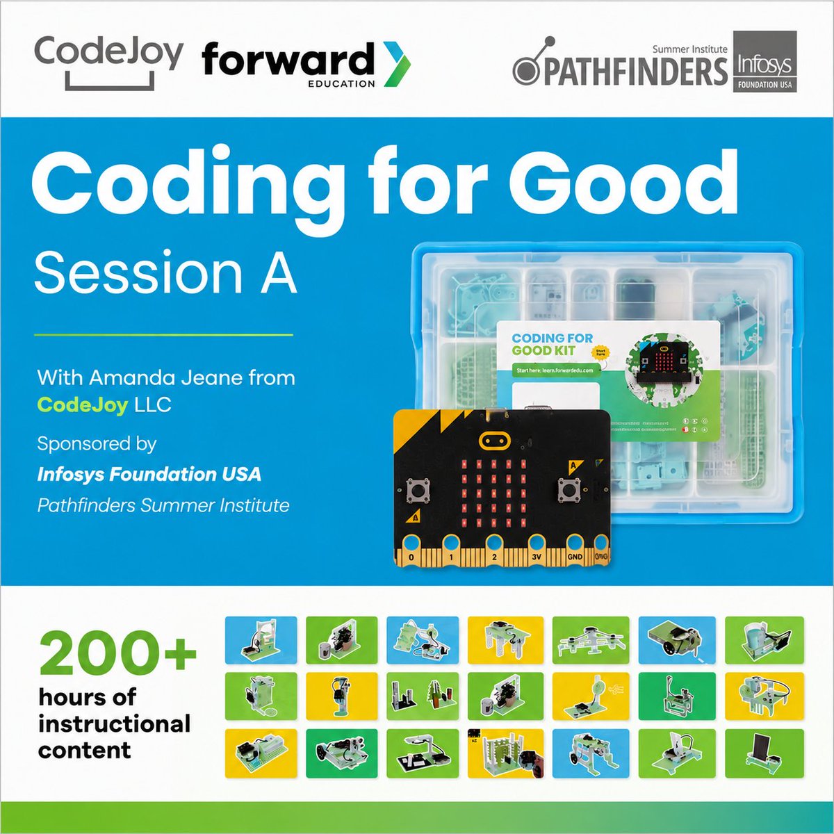 MrsMoorman1's tweet photo. Can't wait to explore the new Coding for Good Kit from @ForwardEdu and my favorite tool - the #microbit - to bring more hands-on, purpose-driven CS into my classroom with @CodeJoyEdu through @InfyFoundation's #2026PathfindersSummerInstitute! #InfyPathfinders https://t.co/dthnyxKozo