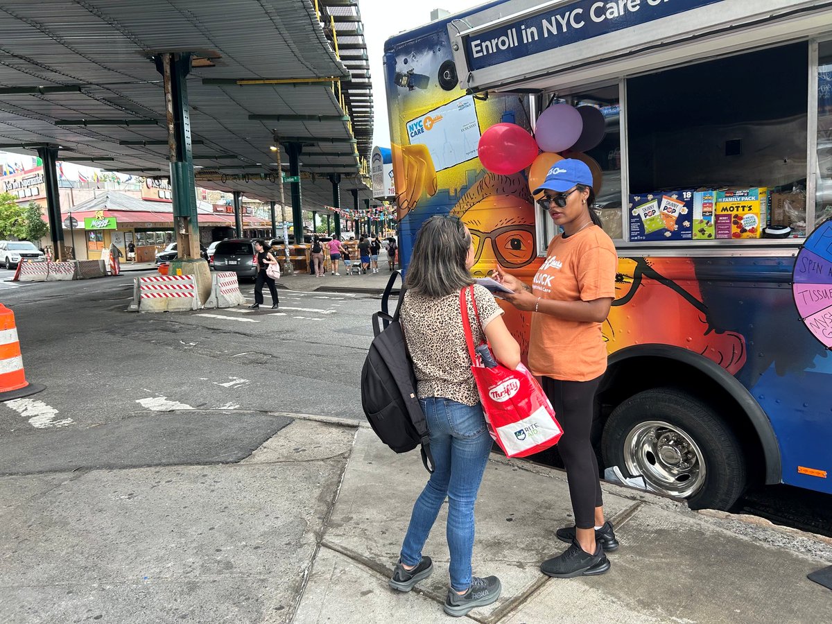NYCHealthSystem's tweet photo. Rain or shine, the #NYCCare Light The Way truck is here to inform New Yorkers about the health care available to them, regardless of immigration status or ability to pay. Today, the truck is in Bushwick by the Myrtle Wyckoff subway station. Learn more by visiting https://t.co/P4lRN7ACK5 or calling 646-692-2273 (646-NYC CARE)