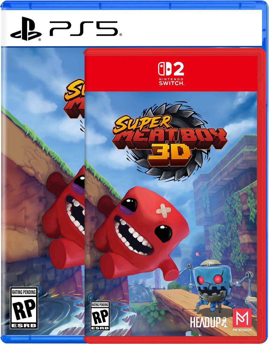 PMStudiosUSA's tweet photo. Super Meat Boy 3D is available physically for Playstation 5 and Switch 2 today! https://t.co/ACLey38ug4