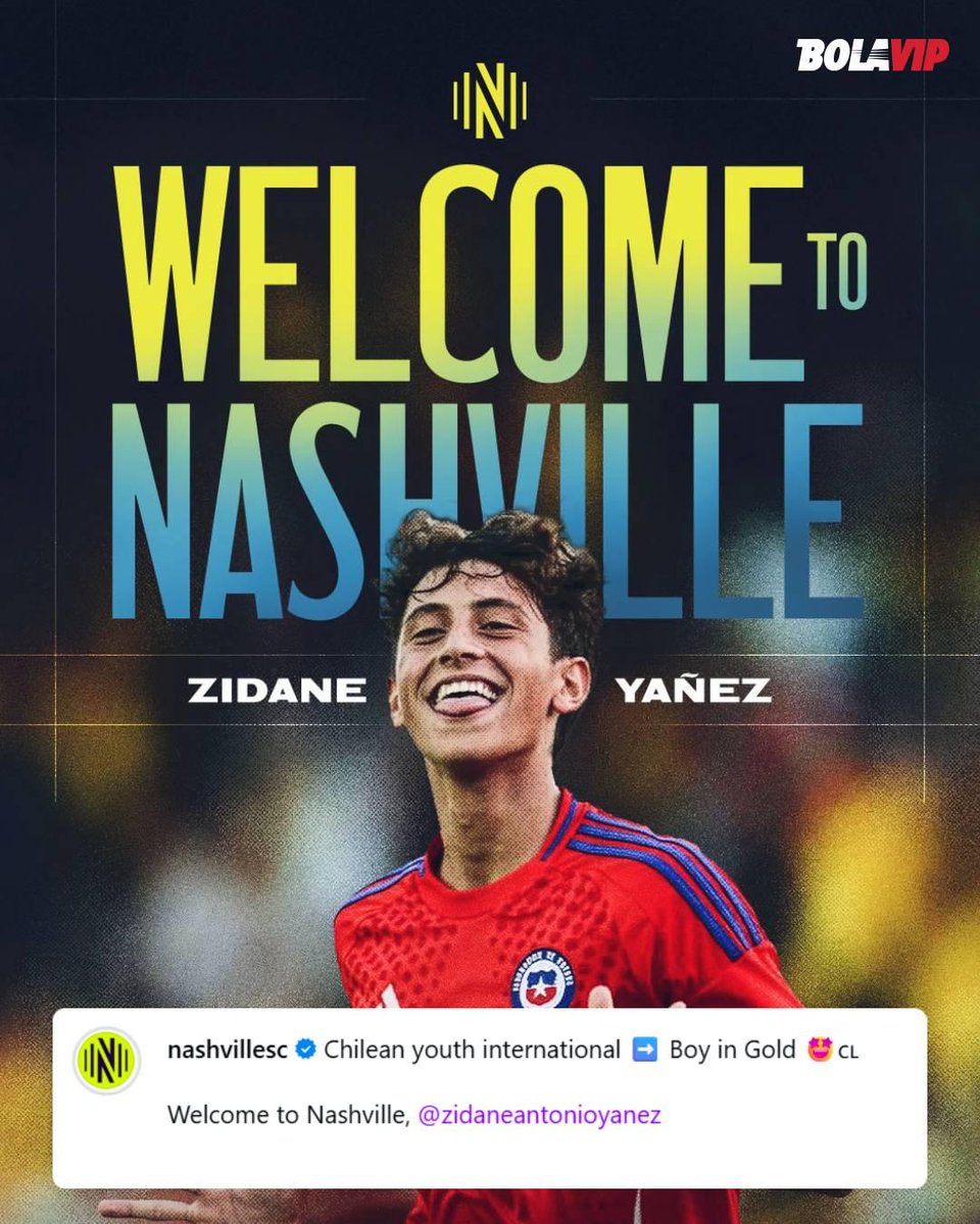 Bolavipcl's tweet photo. 🇨🇱✨ Oficial: Zidane Yáñez es nuevo jugador del Nashville SC, líder de la Conferencia Este de la MLS.

🗣️ En su presentación, el gerente general Mike Jacobs aseguró: "Su combinación de creatividad y entrega lo convierte en una amenaza constante de gol". 👀⚽ https://t.co/nJwFtPa61f