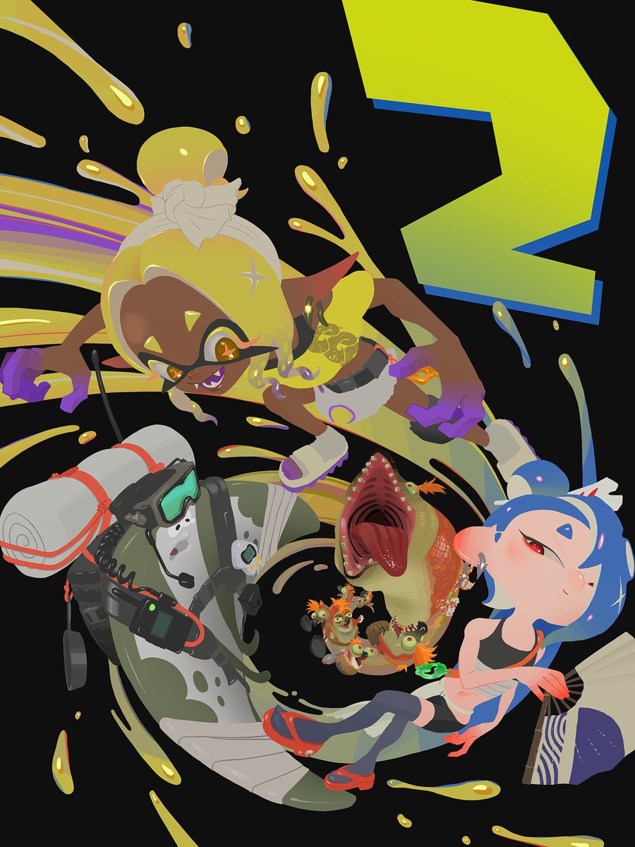 SplatoonNA's tweet photo. Deep Cut may be stranded and surrounded by Salmonids, but they’re still keeping it cool.

#SplatoonRaiders drops in 2 days! https://t.co/5Lq2lGsOwL