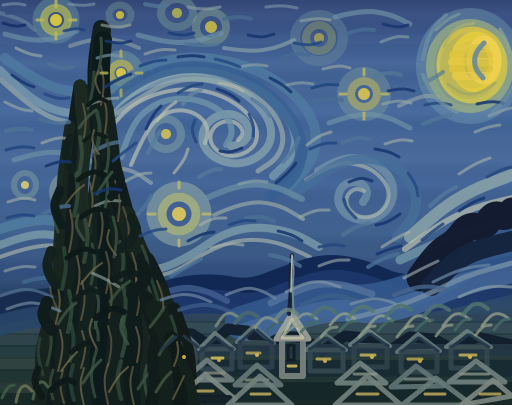hershyb_'s tweet photo. Starry Night by GPT 5.6 Sol https://t.co/jl3zHa3mJG
