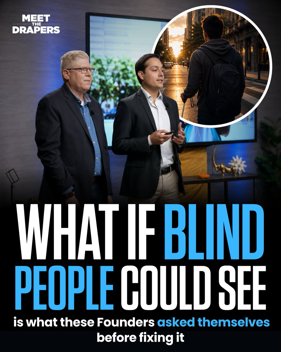 StreamDraperTV's tweet photo. Millions of blind people rely on a white cane every day. But it can't detect every obstacle especially those above waist level.

That's the problem Sunu set out to solve.

Instead of replacing the white cane, Sunu was built to complement it—using smart technology to detect obstacles beyond the cane's reach, making navigation safer and more confident.

The best innovations don't replace what already works.

They make it work even better.

Watch the full episode on YouTube.