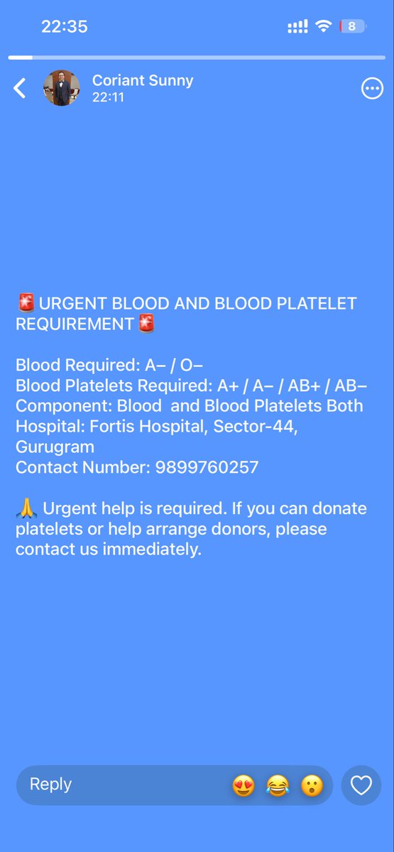 vink83's tweet photo. @BloodDonorsIn pls help for Gurgaon.. urgent requirement.. https://t.co/LKQvxENHJb