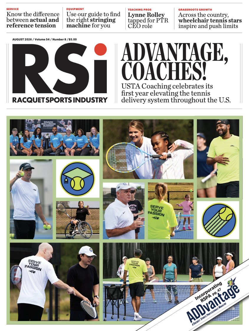 rsimagazine's tweet photo. The August 2026 issue of RSI Magazine has been published #industrynews #racquettech #tennisproviders #facilities #stringingmachines #wheelchairtennis #PTR #health #ADDvantage
Read ➡️ https://t.co/py2nhCJgYN https://t.co/7nNTkZGpI4