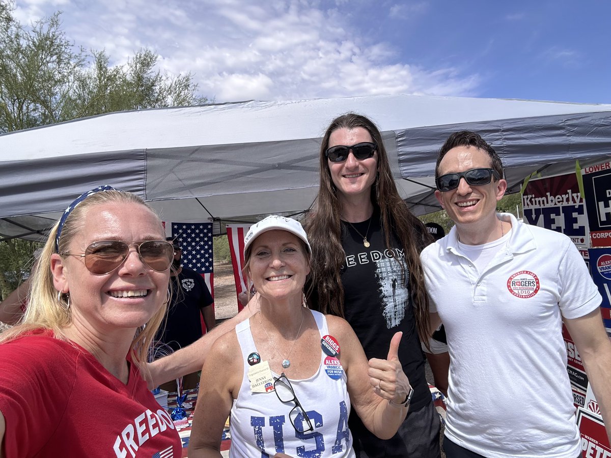 TinaBrogi's tweet photo. 🚨At the polls at Red Mtn Community College with Scott Pressler🚨 
☑️Alex Kolodin for SOS
☑️Warren Petersen for AG 
☑️Andy Biggs for Governor
☑️Elijah Norton for Treasurer
☑️James Rogers for State Rep Dist 10
Polls open till 7pm 
🚨Get out and vote🇺🇸🇺🇸 https://t.co/PaDmmAMx0l