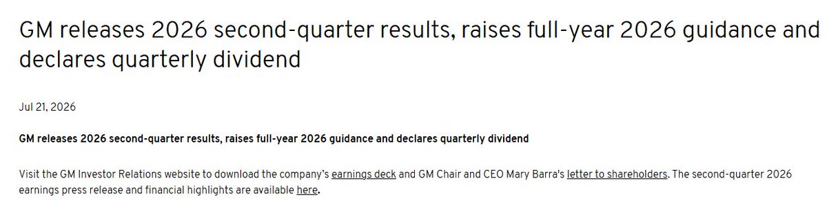 eva__bria's tweet photo. $GM turned an earnings gap into a stress test—and passed.
Revenue grew.
Guidance rose.
Deliveries fell.
The stock held the move instead of handing it back. That is what event traders want: imperfect demand, clean execution, strong pricing, and no instant sell-the-news fade. https://t.co/MoMRguLA0r