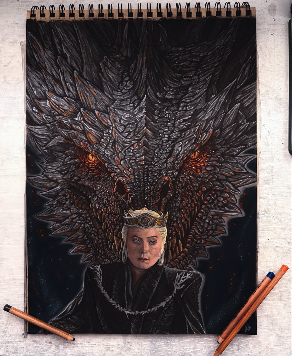 annareolid's tweet photo. Uno de los dibujos de los que más orgullosa estoy, justo a tiempo para el nuevo capítulo de La Casa del Dragón 🐉🖤✍🏻

#HouseOfTheDragon https://t.co/6rNls8YWJc