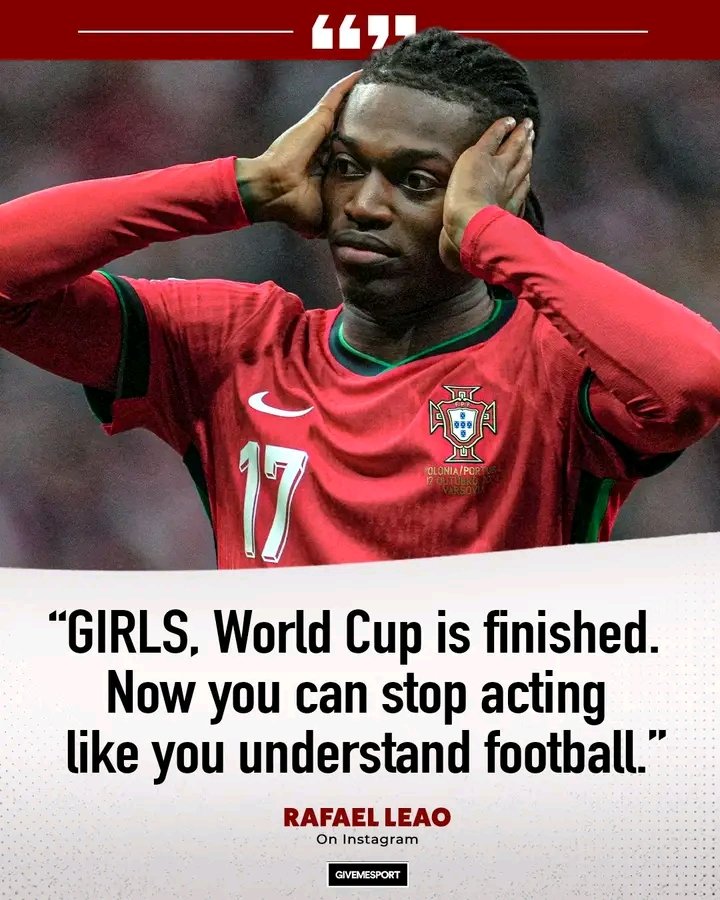 KHALILAFC_01's tweet photo. "Girls, world cup is finished . Now you can stop acting like you understand football "😂😂

Rafael leao on Instagram https://t.co/xnDMzm275z